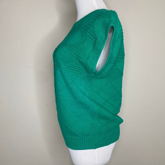 Vintage Herald House Green Cap Sleeve Sweater Textured Sz ? Small - Picture 3 of 8